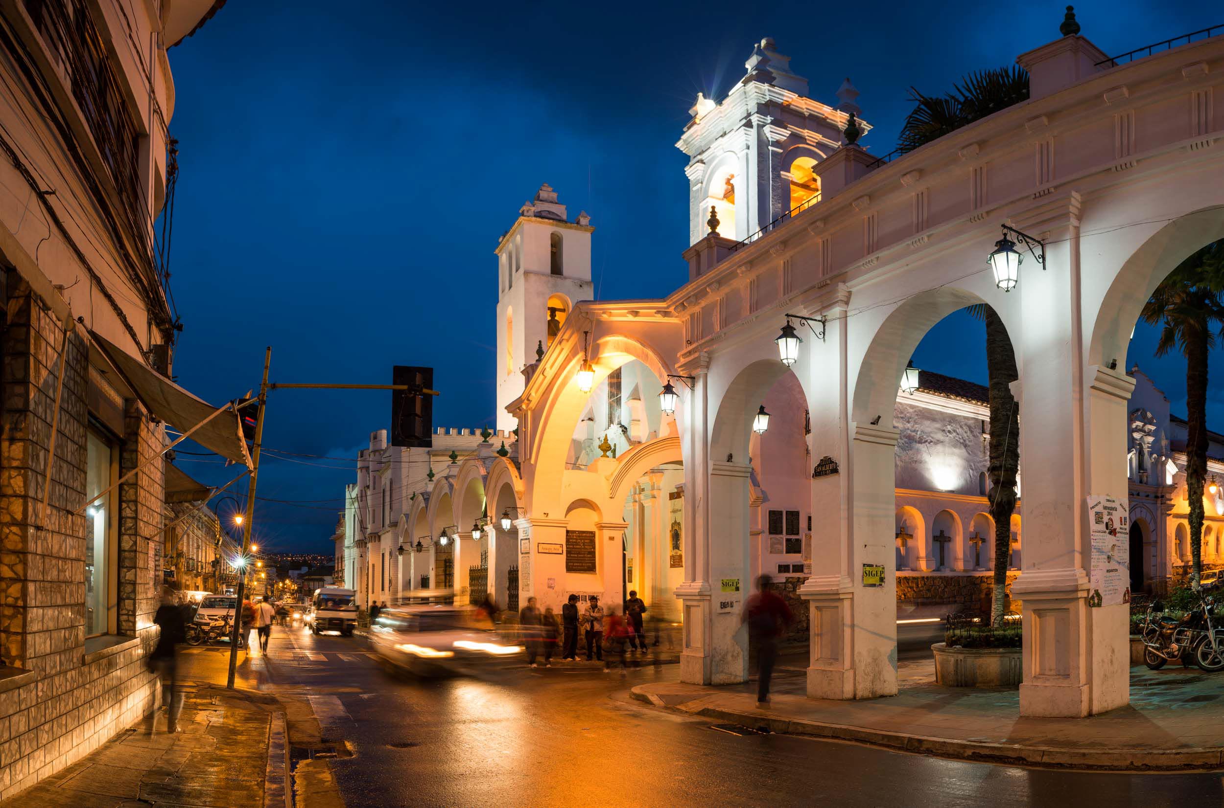 church-architecture-night-sucre-bolivia