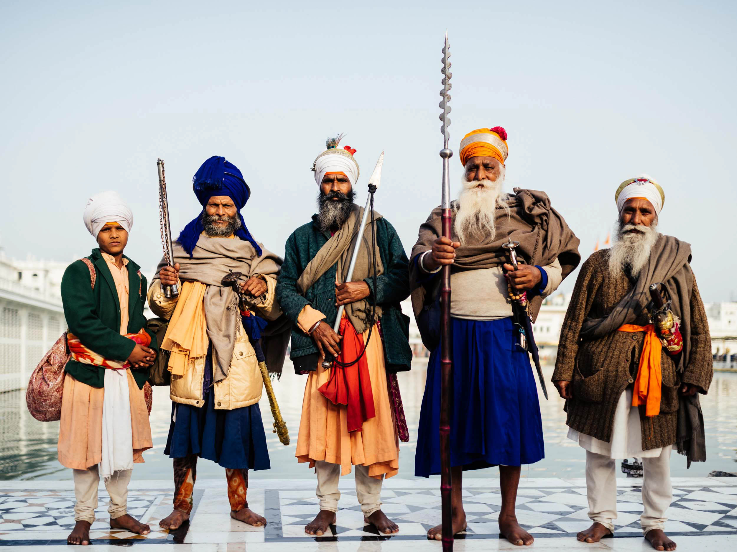 group-portrait-travel-nihang-sikh-men-golden-temple-amritsar-punjab-india