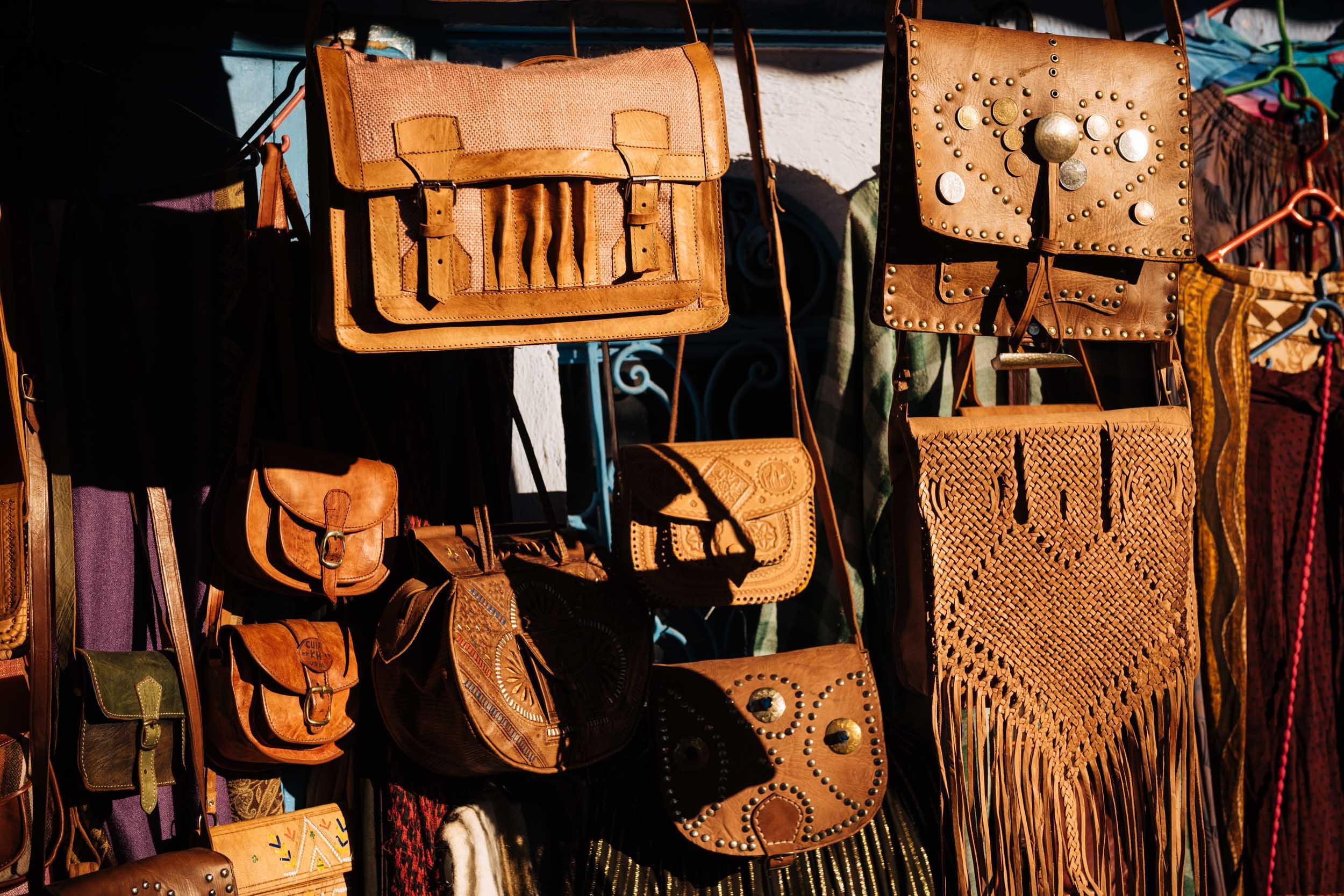 leather-souvenir-bags-chefchaouen-morocco-travel