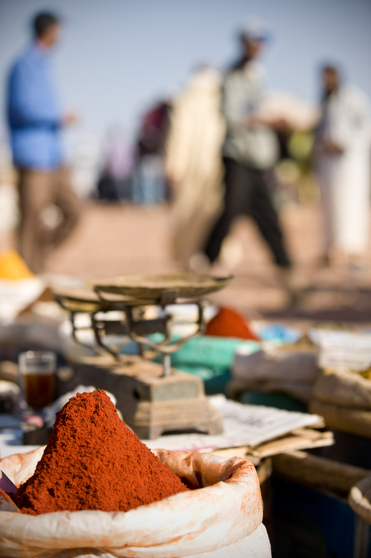 market-spice-outdoor-pile-trade-ghizlane-morocco-african